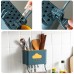 Kitchen And Bathroom Dual  purpose Non  perforated Wall  mounted Toothbrush Holder Device Rack  Blue