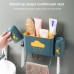 Kitchen And Bathroom Dual  purpose Non  perforated Wall  mounted Toothbrush Holder Device Rack  Beige